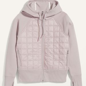 Old Navy Dynamic Fleece Quilted Hybrid Zip Hooded Jacket moon mist blush medium